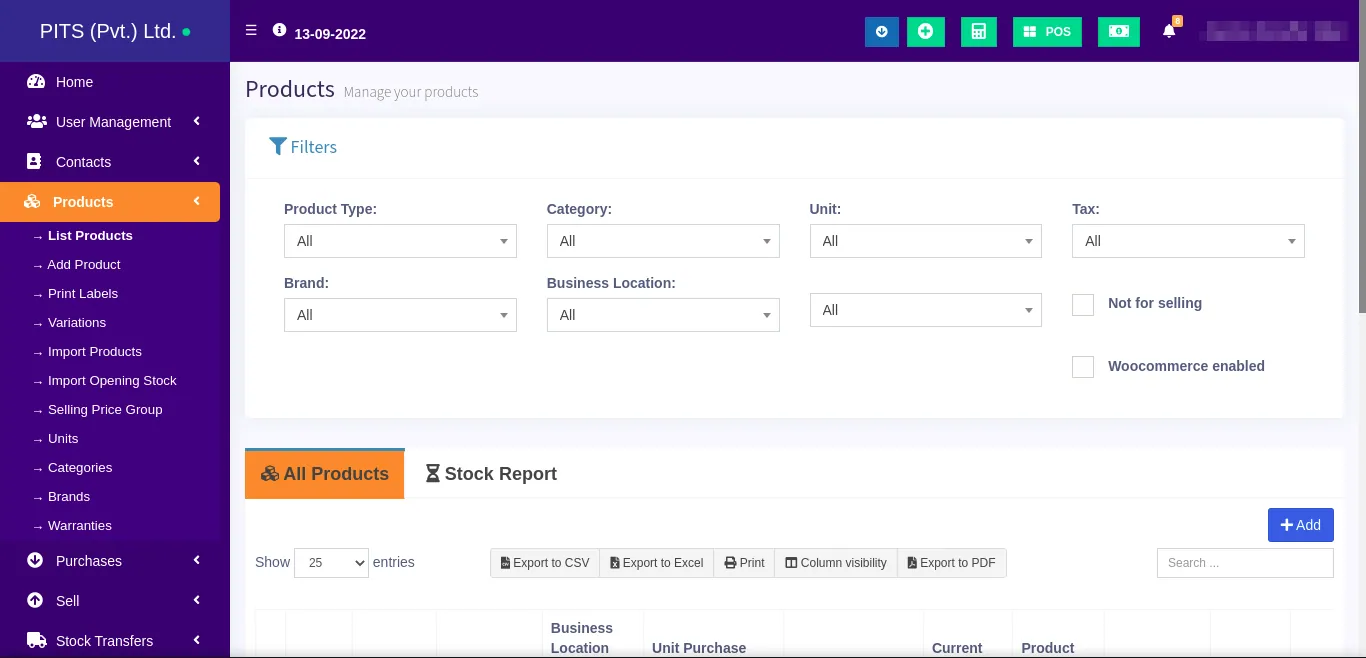 Products List